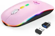 HOTLIFE LED Wireless Mouse, Slim Rechargeable Wireless Bluetooth Mouse, 2.4G...