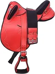 BIG BAG THEORY Synthetic Suede Australian Stock English Horse Saddle Tack Get Matching Girth Stirrups Nylon Headstall, Breast Collar & Reins Size 12" inches Seat.