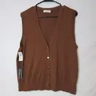NEW Aritzia Babaton Marsden Sweater Vest in Epicurean Brown Gold Buttons XL