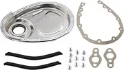 1 Set Chrome YUCHENSHLP Timing Chain Cover Kit CNC Aluminum Alloy Chrome SBC Gasket Seal Bolts Set Fits for Small Block Chevy 265 283 327 350 383 400