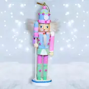 Pink Nutcracker Christmas Ornament Kurt Adler, Wooden Glittery Decor for Tree
