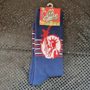 Sillies Brand Statue Of Liberty Patriotic Weapon Crew Socks- New
