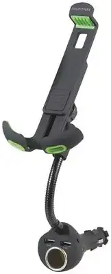 Car phone Charger Holder with Dual USB and Cigarette lighter socket