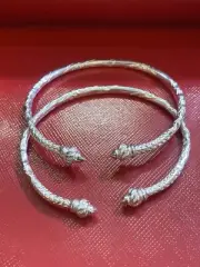 west indian sterling silver bangle .925, 43.8grams.new. Two Pc 7.5 Inch
