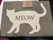 Pet Bowl Mat- Cat With Meow- 13”x18”