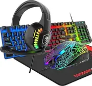 Labymos Gaming Keyboard & Mouse & Set & Mousepad Set RGB Backlit Wired for PC Laptop