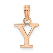 14K Rose Gold Polished Block Letter Y Initial Pendant