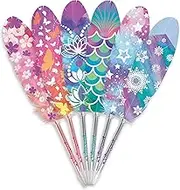 Nebulous Stars Quill Feather Pen Counter Display- Set of 24 Multi-Coloured Pencils- Creative Writing Tools for Kids, Office, and Crafting