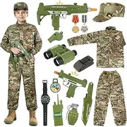 GIFTINBOX 15PCS Army Costume for Kids with Army Accessories Kit