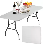 Folding Table 6 Foot Indoor Outdoor Heavy Duty Plastic Portable Fold up Table U