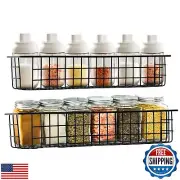 Spice Rack Organizer Wall Mount, 2 Pack Black Seasoning Rack Wire Storage Bas