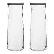 2x LAV Grey Lid 1.2L Vera Glass Carafes Clear Water Wine Decanter Bottle Set