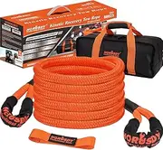 HORUSDY Kinetic Recovery Rope | 48000 Lbs | 1in x 20ft | Extreme Duty Tow Rope for UTV, ATV, Jeep, Tractor, Car. 30% Elasticity Energy Snatch Strap