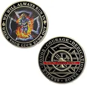 Firefighter Challenge Coin Thin Red Line Fireman Fire Department Prayer Coin