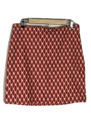 Ann Taylor Red And White Feather Patterned Skirt, Size 8, NWT