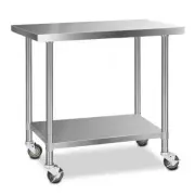 Cefito 304 Stainless Steel Kitchen Benches Work Bench Food Prep Table with Wheel