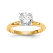 Natural Diamond Knife Edge Style Four Prong Solitaire Engagement Ring in 14K Yellow u0026 White Gold