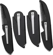 Mikinona 4Pcs Portable Folding Beard Combs Lightweight Brushes for Travel Home Use Gentle Grooming Tools for Men Beard Care Accessories