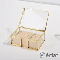 在飛比找momo購物網優惠-【Eclat】極致奢華金屬黃銅玻璃名片盒/名片架/名片座(飾