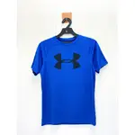 UA UNDER ARMOUR 藍色大LOGO運動短T 青年版 (編號2472024