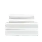 Royal Comfort Satin Sheet Set 4 Piece Fitted Flat Pillowcases Queen White fabric