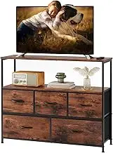 Sweetcrispy Dresser for Bedroom, Chest of Drawers, 5 Drawer Dresser, Closet Fabric Dresser with Metal Frame