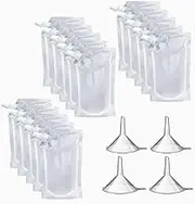 30 Pieces Plastic Flasks Reusable Liquor Drink Juice Pouches with Spout Concealable Drinking Flasks Bags Adults Sneak Alcohol Water Bottle 250ml & 350ml with Funnel
