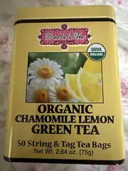 Brew La La Tea Organic Chamomile Lemon Green Tea 50 String & Tag Tea Bags