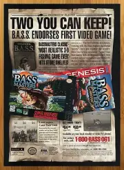 1995 Bass Masters Classic SNES Sega Genesis Print Ad/Poster Video Game Art 90s