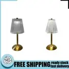 Crystal Table Lamp Metal Base Rechargeable Touch Desk Light (Striped Crystal)