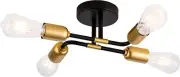 Semi Flush Mount Ceiling Light Fixture, 4-Lights Sputnik Chandelier, Black and G