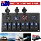 12V Switch Control Panel 8 Gang ON-OFF Toggle Dual USB Car Boat RV Truck Camper