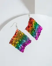 Multi Colour Mesh Drop Earrings