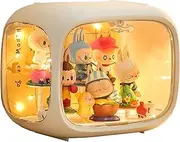 Display case for Figures with Light Adjustable Display Stand Clear Acrylic Display Box with Door Dust and Moisture Proof Suitable for Lego Collectibles Action Figures Pop Mart