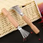 Portable Salon Rake Wooden Handle Hair Brush Cleaner Cleaning Comb