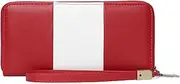 [Generic] Purses for Women, Large Capacity RFID Blocking Leather Ladies Purse with Detachable Wrist Strap, Women Zipper Card Wallet with Multiple Card Slots (Red with White, One Size)