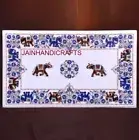 4'x2' white marble table top coffee center inlay lapis elephant wall decor