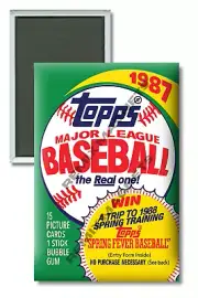 Topps 1987 Baseball Wrapper Art Wax Pack 2" x 3" Refrigerator / Locker Magnet