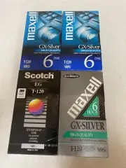 Quantity 4 Videocassette VHS Blank Tapes *Sealed* Maxwell & Scotch T-120