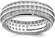 [JewelryWeb] 925 Sterling Silver Solid Polished Rhodium Plated 3 row Eternity Ring-Eternity-Ring for Women