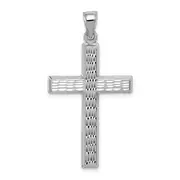 Sterling Silver Rhodium-Plated Diamond Cut Cross Pendant