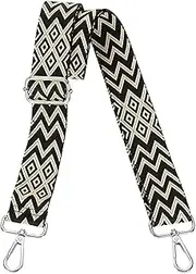 [uxcell] Purse Straps Replacement Crossbody, 1.5 Inch Wide Shoulder Bag Strap Adjustable Canvas Straps for Handbag Wallet Clutch Bags with Silver Buckle, Beige Geometrical