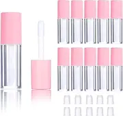 Molain10 Pack Empty Lip Gloss Tubes Containers, 1.2ml Mini Refillable Cosmetic Containers Bottles Lip Balm Bottles for Lipstick Samples, Lip Balms(Pink Tube Cap)