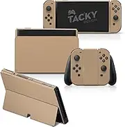 Tacky Design Classic Solid Color Skin Compatible with Nintendo Switch OLED Skin- Vinyl 3M Nintendo Switch OLED Stickers Set - Simple Color for Console, Dock, Joy Con - Decal Full Wrap (Brown Latte)