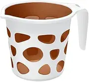 VAKRATUNDA KITCHENWARES Premium High Grade Plastic Duplex Designer Bathroom Bath Mugs Accessory, BPA Free Bathing Mugs Dabba Camping Mug, Bathing Water Mug - 50 Ounce (Brown, 1)