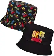 [UNITED LABELS AG] Childrens Kids Character Spongebob Reversible Bucket Hat Festival Beach Sun Hat Boys Girls Summer Hat 8-12 Years, Black Reversible, 8-12 Years