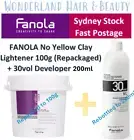 FANOLA No Yellow Clay Hair Lightening Bleach Powder 100g + 30vol Developer 200ml