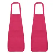 2pcs Plain Bib Aprons Washable Aprons Kitchen Cooking Aprons Rose Red