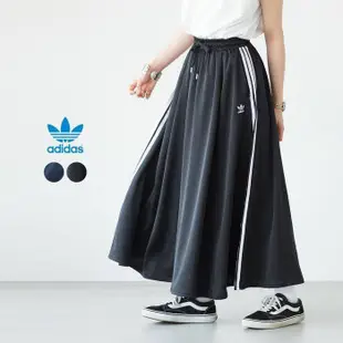 【吉米.tw】代購 Adidas 三葉草 三線長裙 Originals 愛迪達 黑色 百摺裙 黑白 FL0039