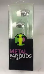Cellxio Metal Ear Buds Headphones with Mic White - NEW